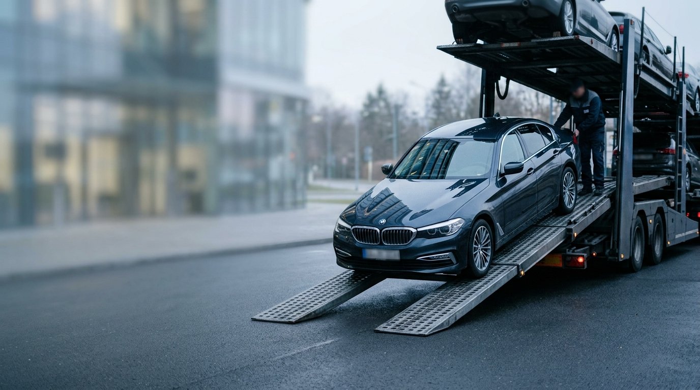 Vehicles being loaded for a corporate employee relocation move